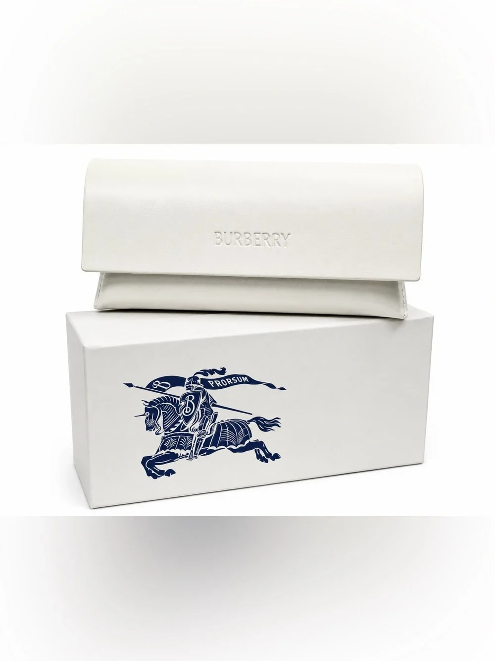Burberry White Eyeglass Sunglasses Case w Box & Cleaning Cloth